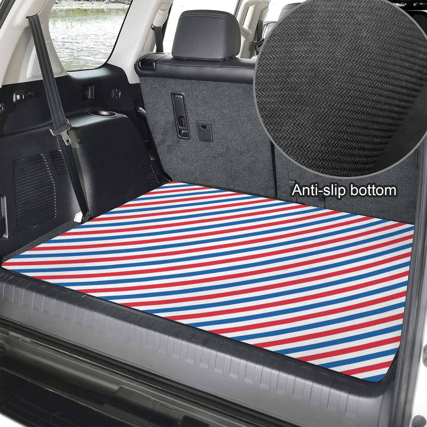 USA/American Flag Inspired Striped Pattern Car Trunk Mat 100 × 75 cm / 39.4 × 30 in Printed in the USA