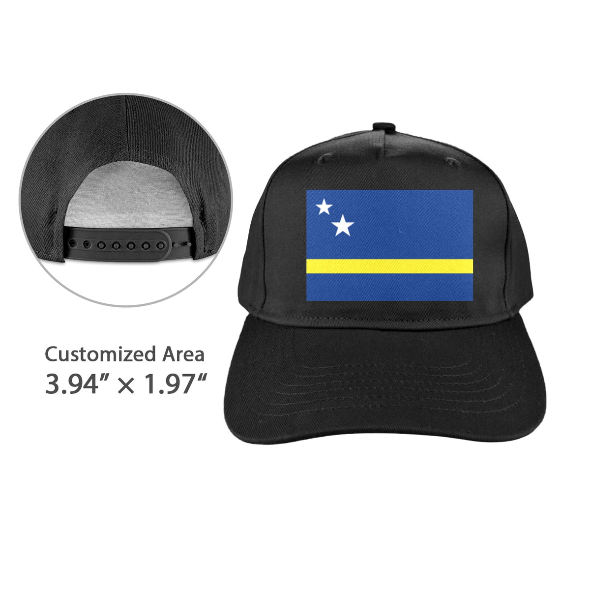 Curacao Flag Inspired Baseball Cap | Printed in the  USA