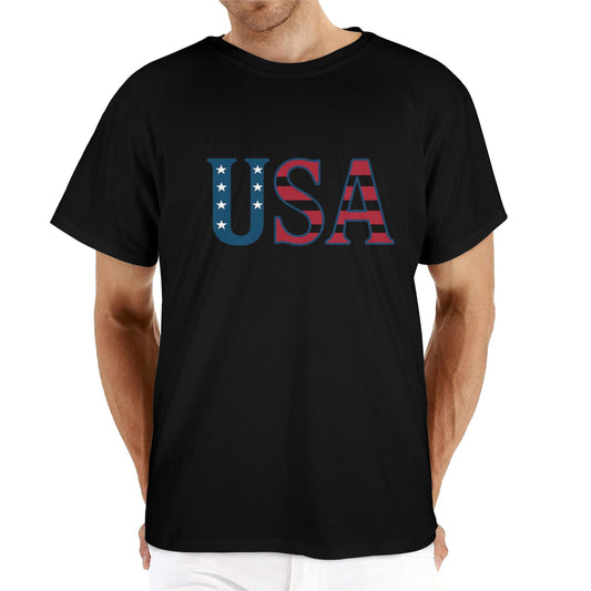 USA/American Flag Inspired "USA" Men's Heavy Cotton T-Shirt (Made in the USA)