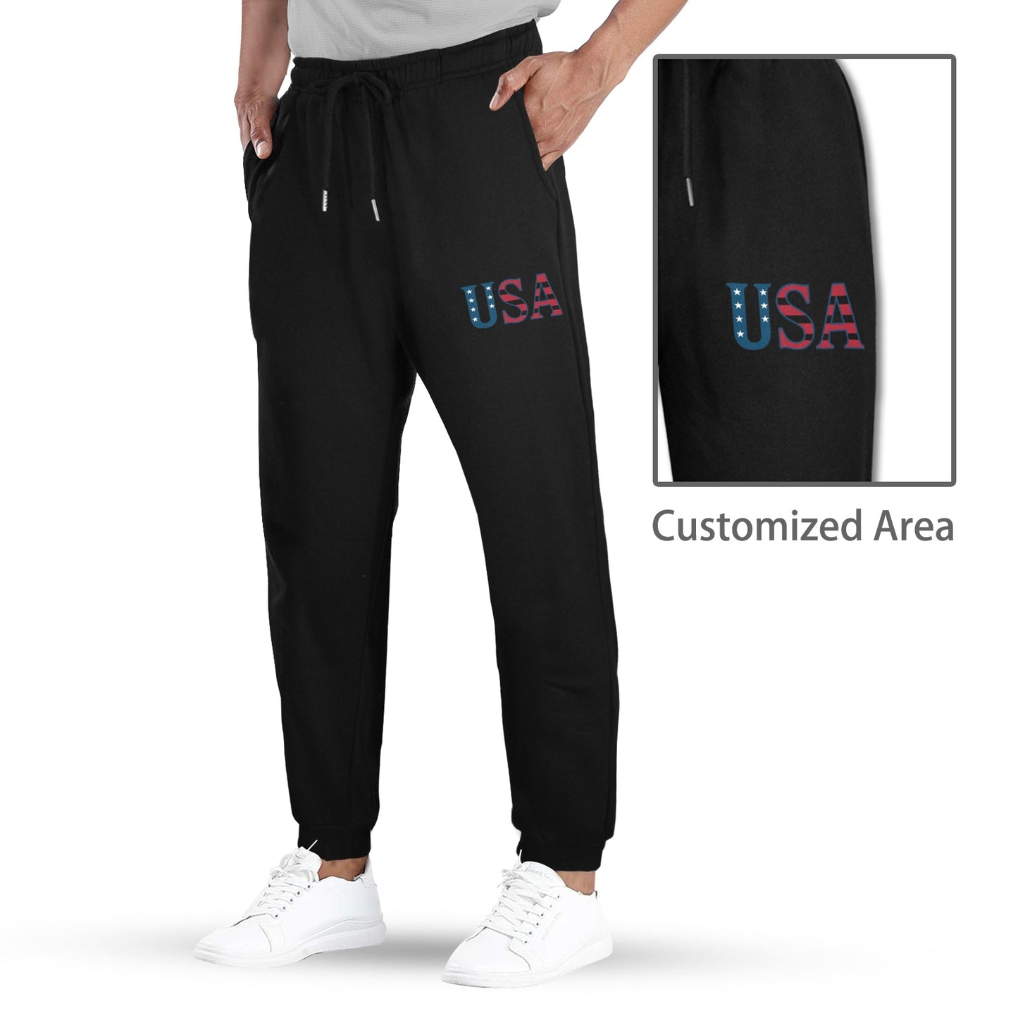 USA/American Flag Inspired USA Letters Unisex Fleece Sweatpants (Left Printing) | Ships from USA