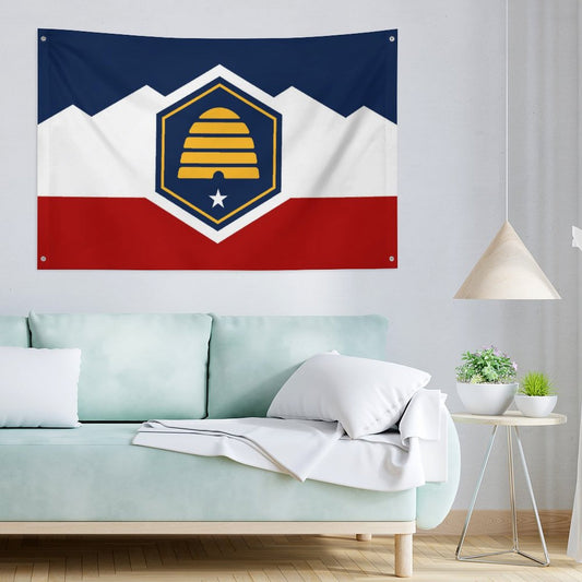 Utah (current) Flag Inspired Wall Mount Flag with Four Grommets (35x59 in)