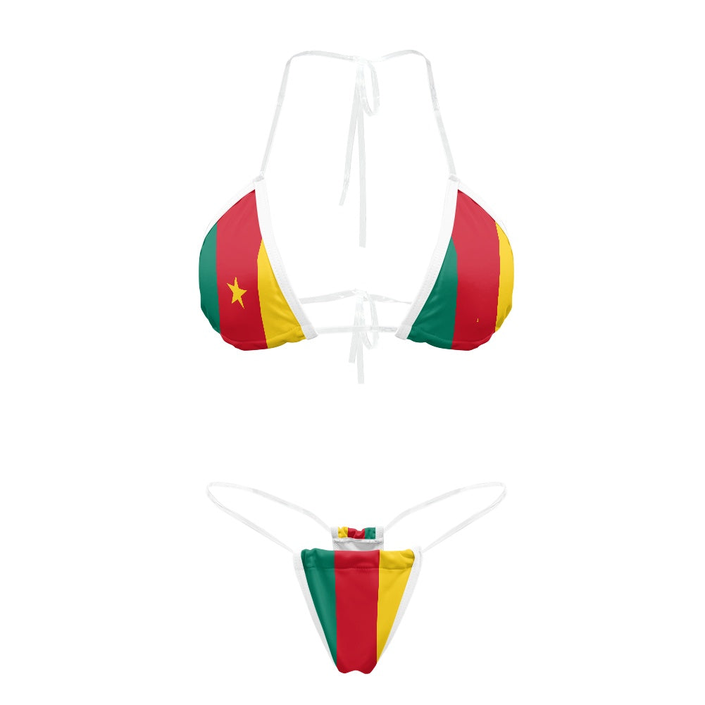 Cameroon Flag Inspired Transparent String Bikini