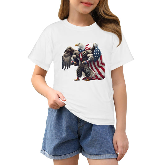 USA/American Flag Bald Eagle Cape Girls T-Shirt Made in the USA