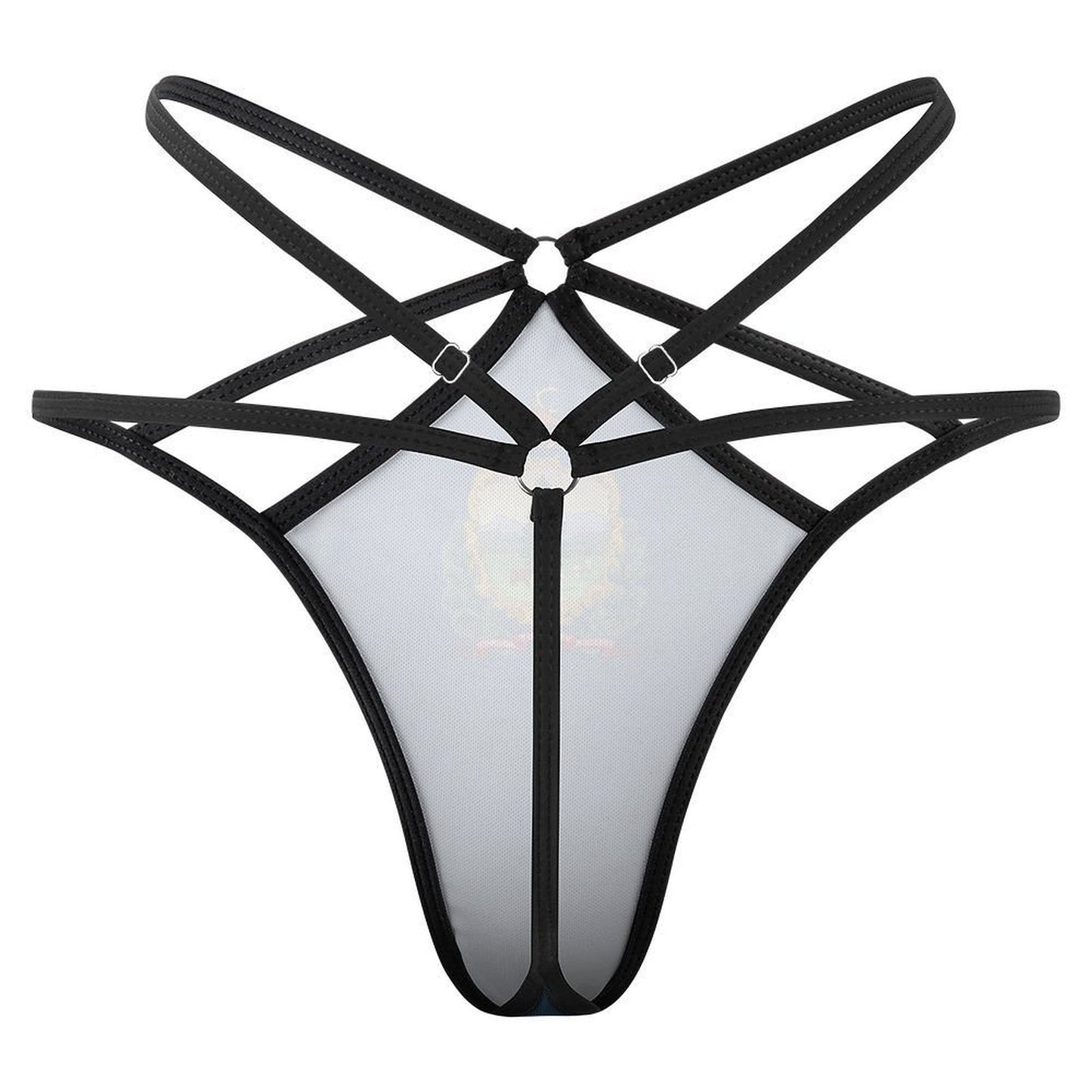 Black strappy design lingerie piece from [Brand], front view.