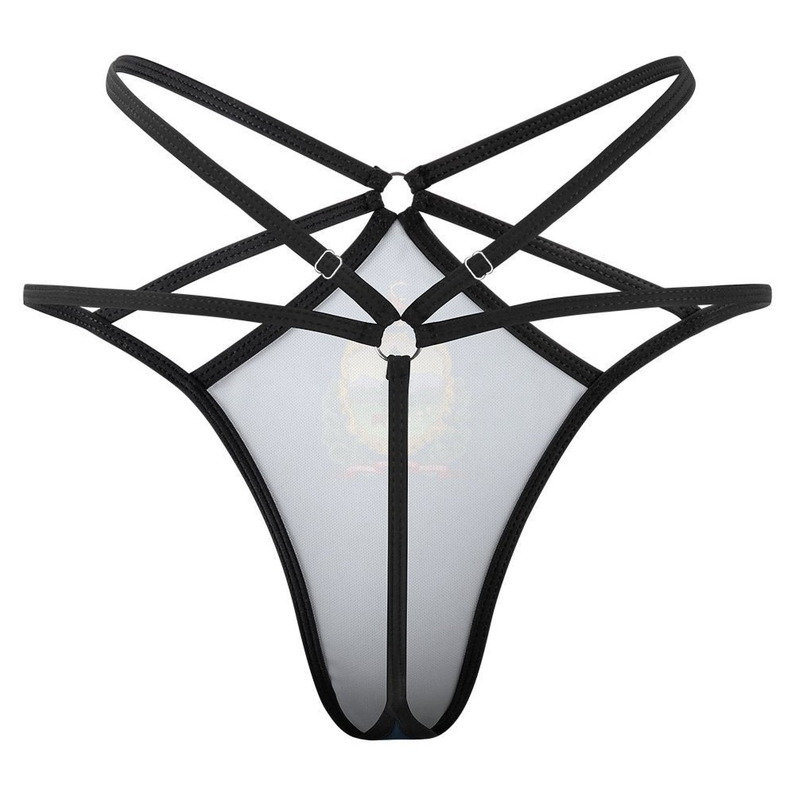 Black strappy design lingerie piece from [Brand], front view.