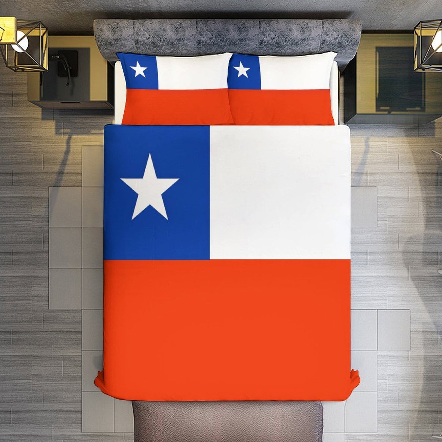 Chile Flag Inspired 3-Piece Bedding Set (1 Duvet Cover + 2 Pillow Shams) – 102"×90"