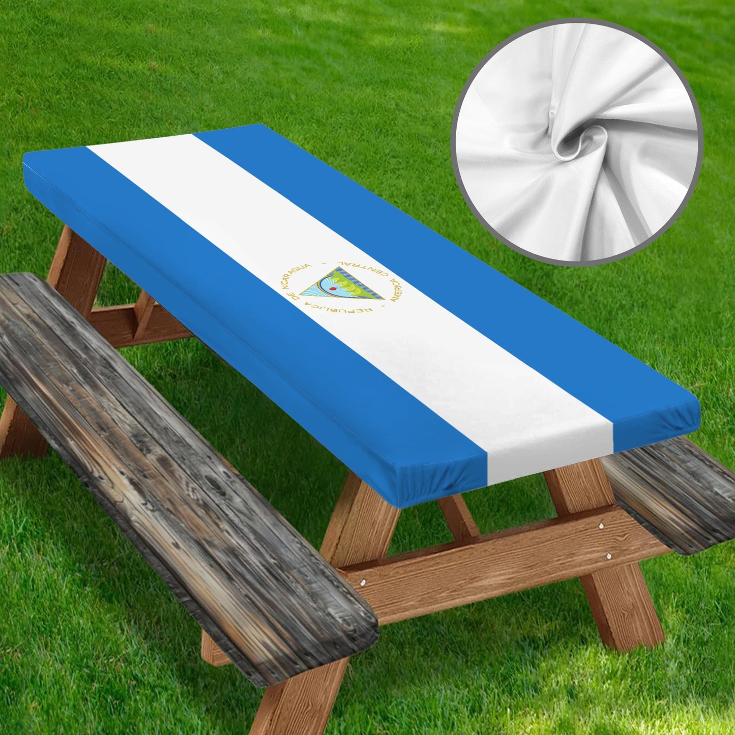 Nicaragua Flag Picnic Table Cover (72" x 30") (Made in the USA)