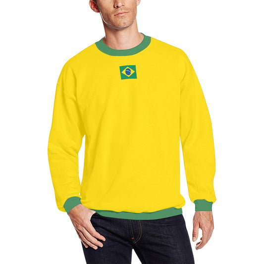 Brazil Flag Inspired Men’s Fuzzy Sweatshirt Made in USA