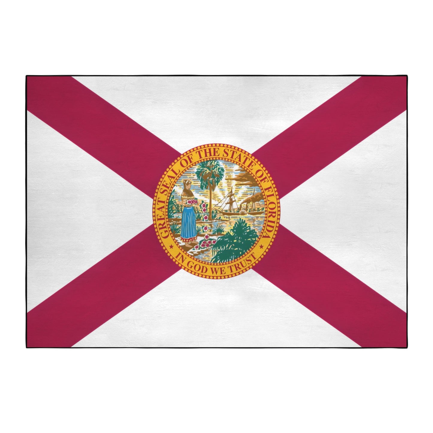 Florida Flag Inspired 84x60 Inch Area Rug with Black Binding (Made in the USA)