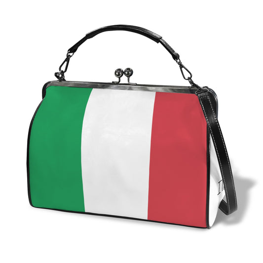 Italy Flag Inspired Kisslock Crossbody Shoulder Bag-Large