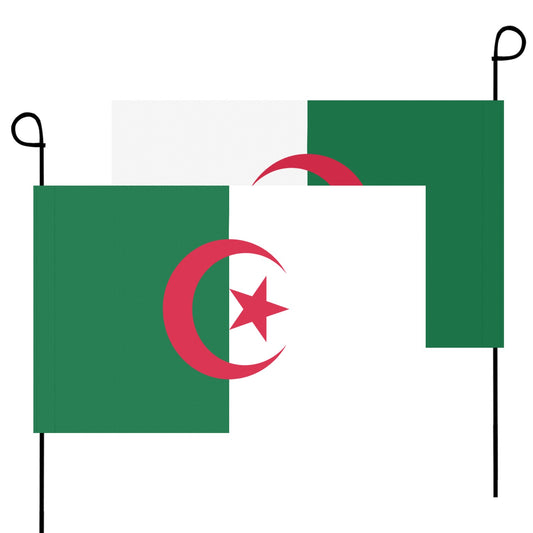 Two Algerian flags by Luv My Flag, green and white.