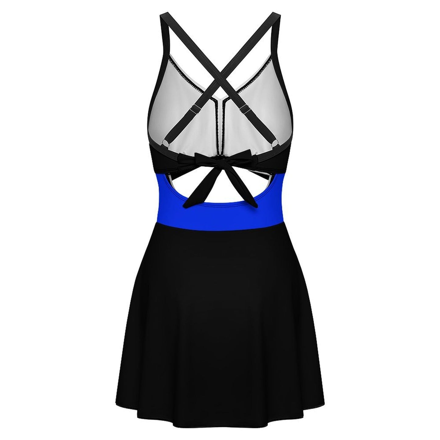 Thin Blue Line Flag Inspired Style-2 Women's V-neck One-piece Swimsuit with Cutout