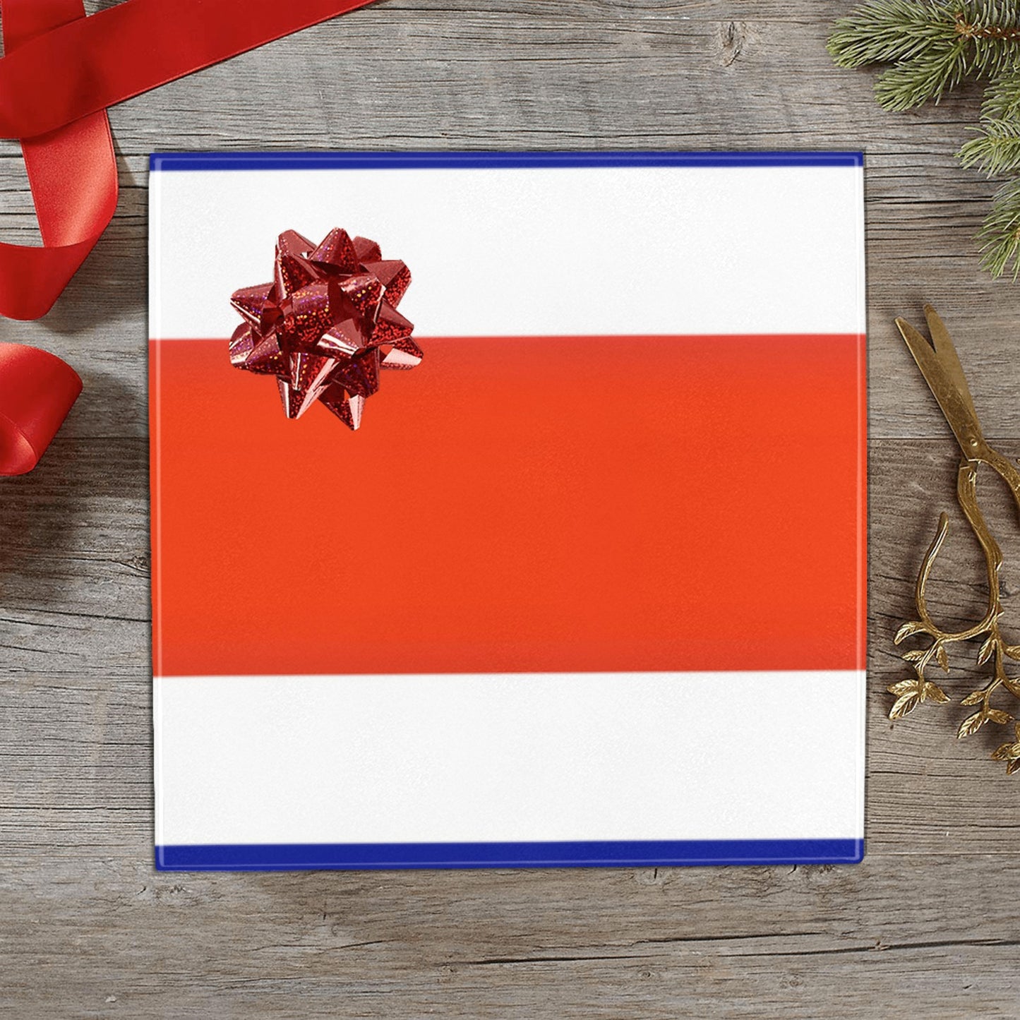 Costa Rica Flag Inspired Custom Gift Wrapping Paper 58"x 22.5" (4 Rolls)