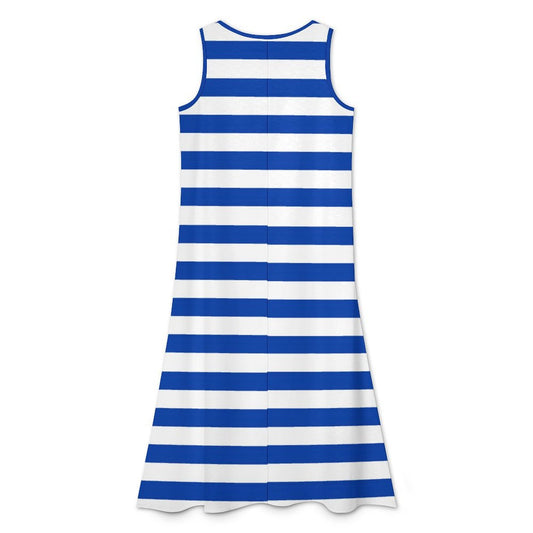 Uruguay Flag Inspired Sleeveless High-Low Hem Dress