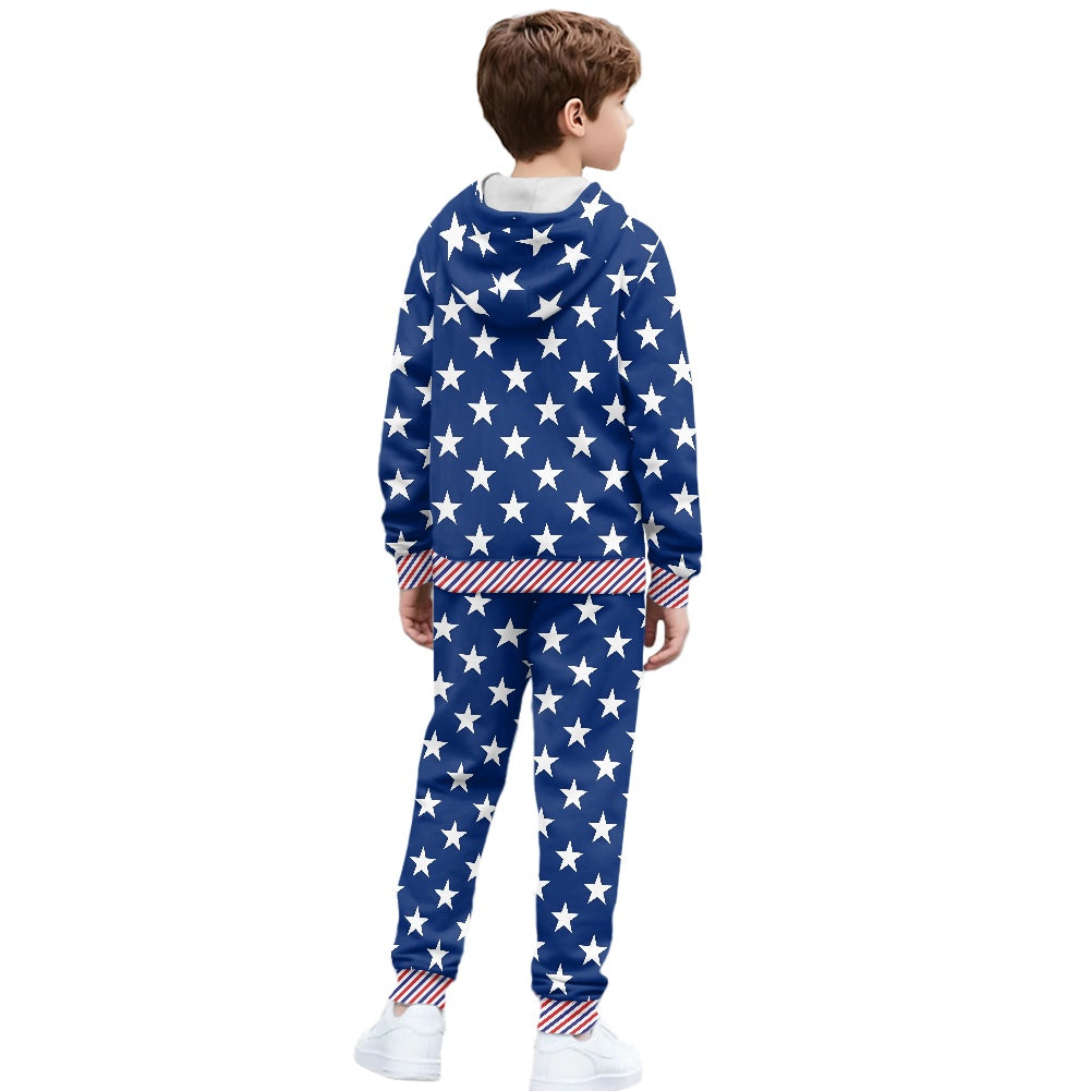 USA/American Flag Inspired Unisex Kid's Zippered Sportswear Suit