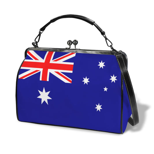 Australia Flag Inspired Kisslock Crossbody Shoulder Bag-Large