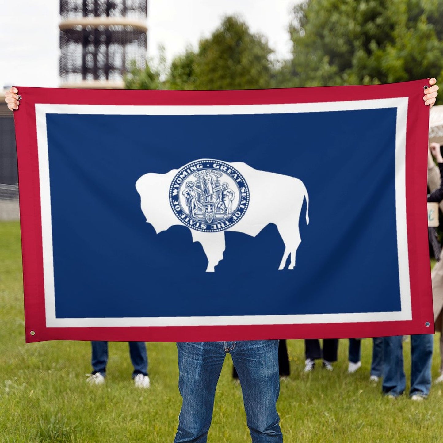 Wyoming Flag Inspired Wall Mount Flag with Four Grommets (35x59 in)