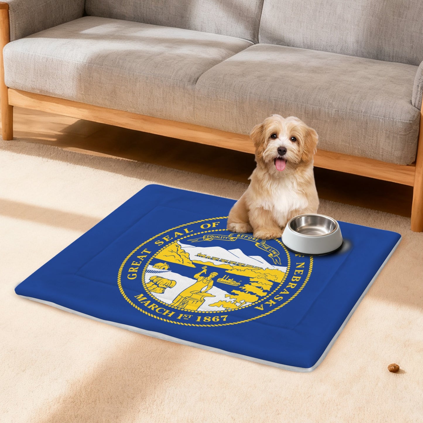 Nebraska Flag Inspired Pet Mat 25x18inch (Made in the USA)