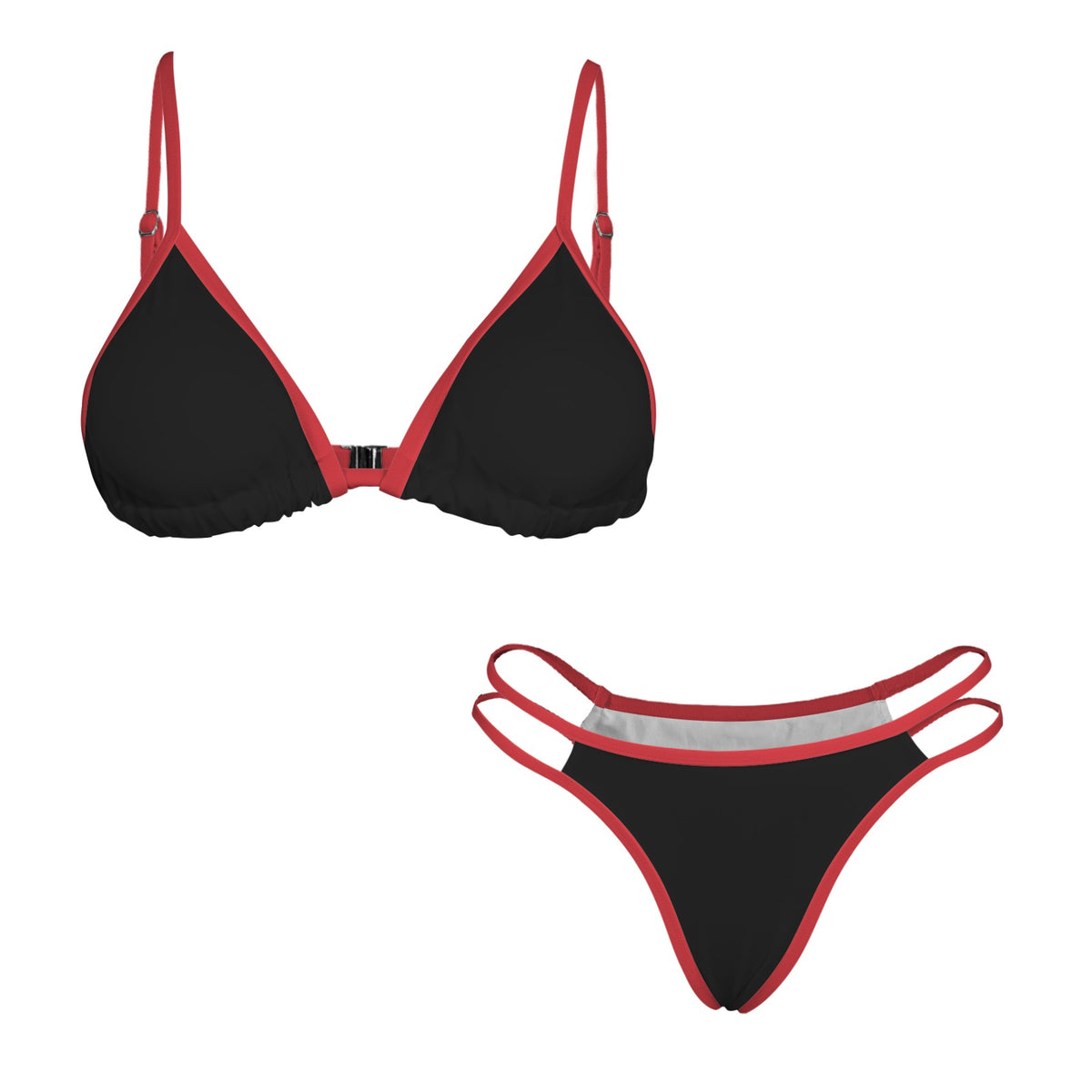 Thin Red Line Flag Inspired Double-Strap Triangle Bikini Set