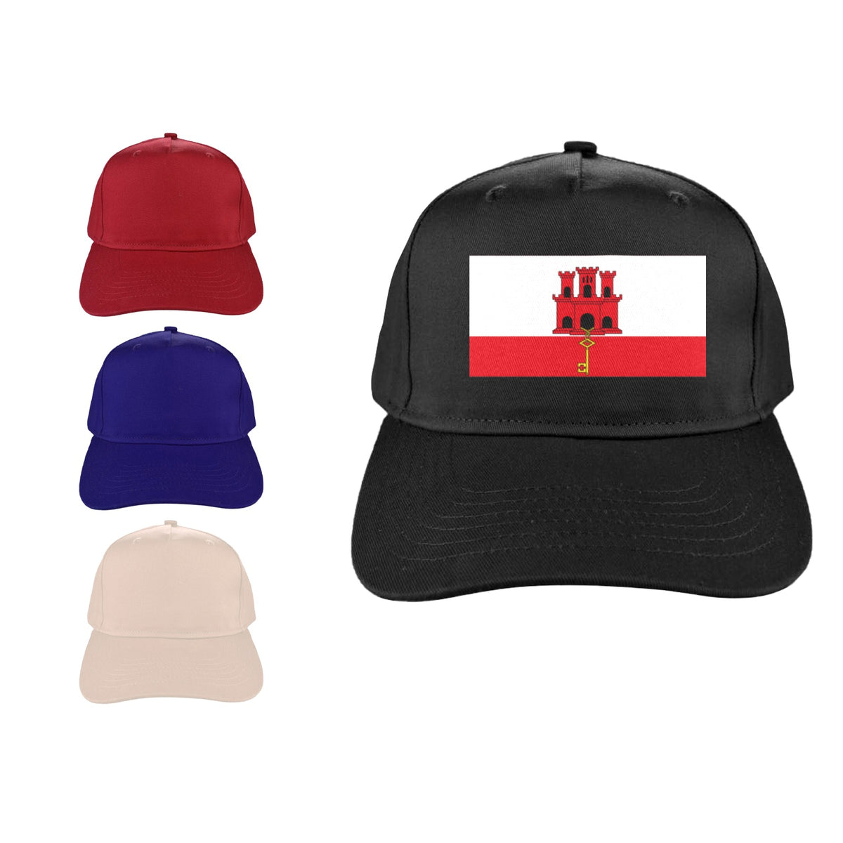 Gibraltar Flag Inspired Baseball Cap | Printed in the  USA