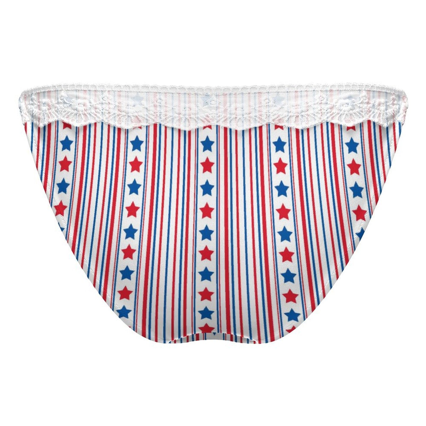 USA/American Flag Inspired Stars & Stripes Pattern Lace Trim Underwear