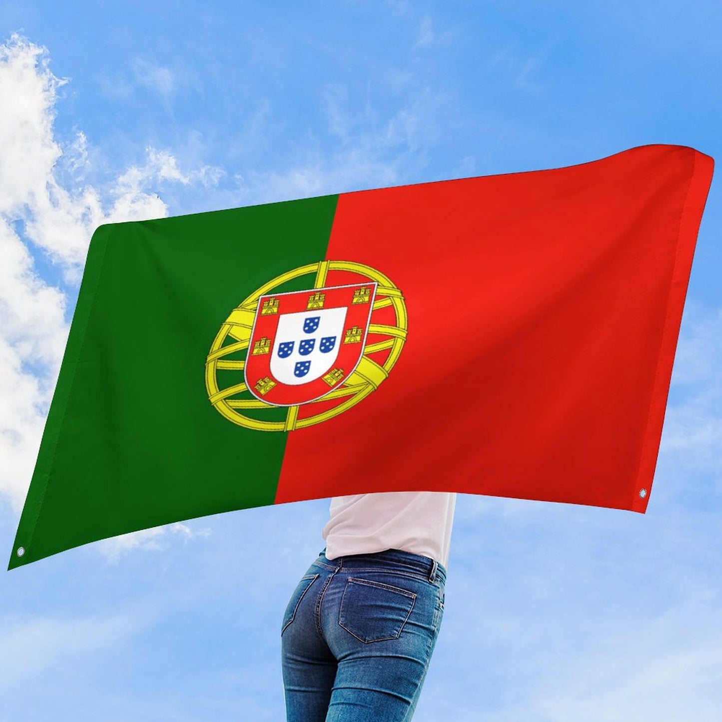 Portugal Flag Inspired Wall Mount Flag with Four Grommets (35x59 in)