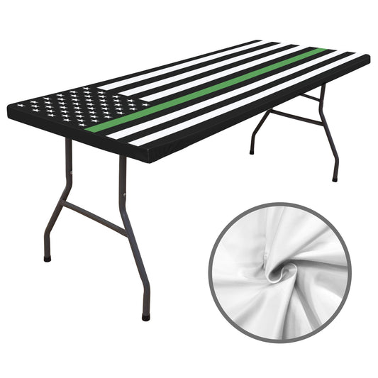 Thin Green Line Flag Inspired Custom Elastic Fitted Tablecloth 72x30 inch (Made in the USA)