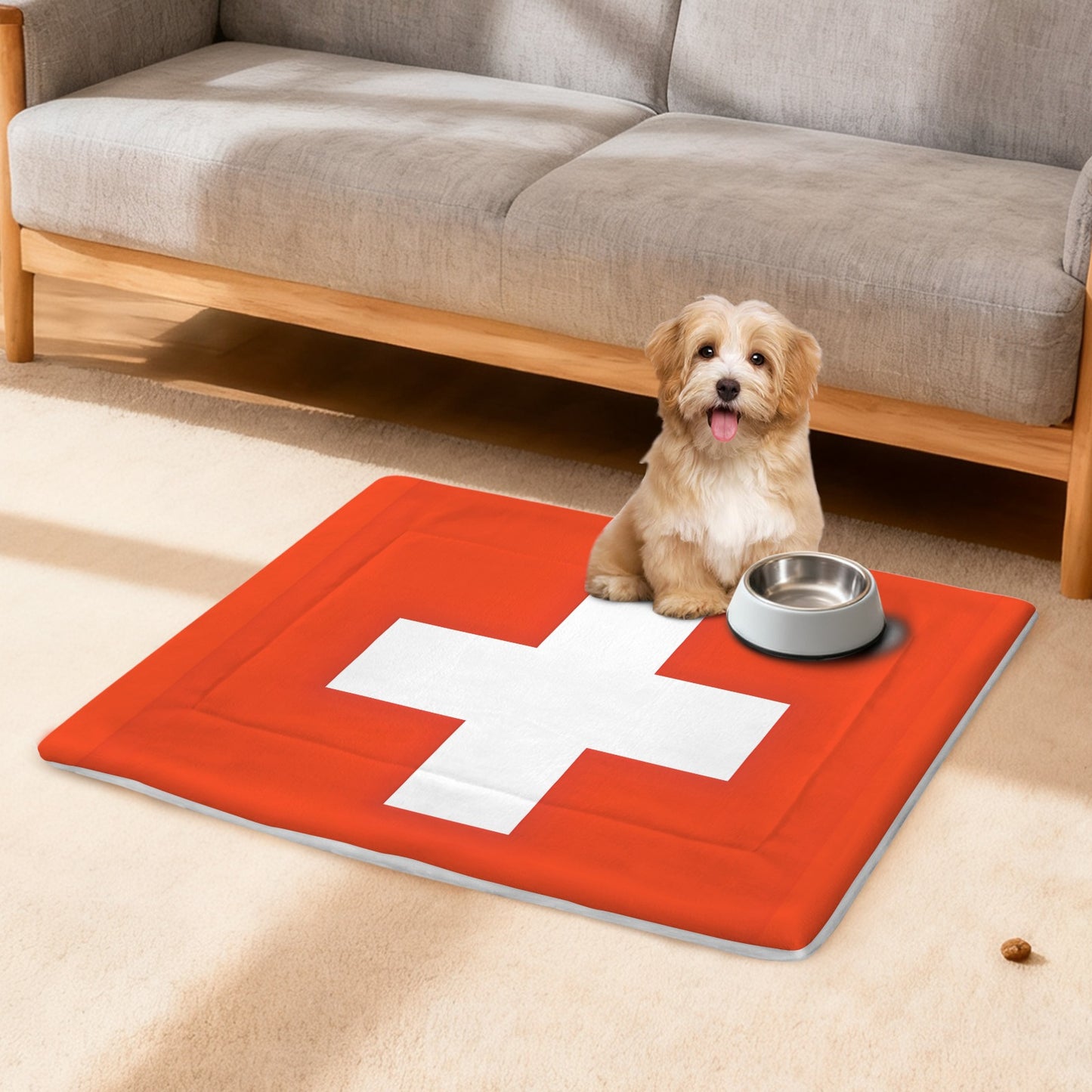 Switzerland Flag Inspired Pet Mat 25x18inch (Made in the USA)