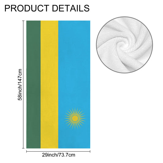 Rwanda Flag Inspired Custom Bath Towel 29"x58"(Made in USA)