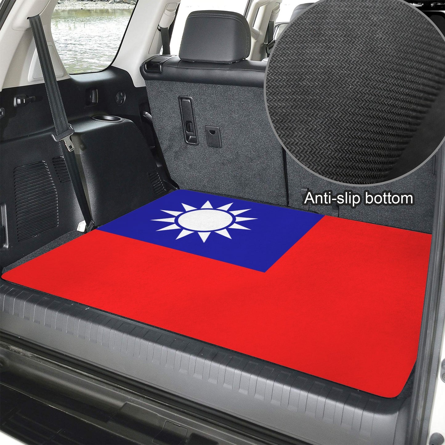 Taiwan Flag Inspired Car Trunk Mat 100 × 75 cm / 39.4 × 30 in Printed in the USA