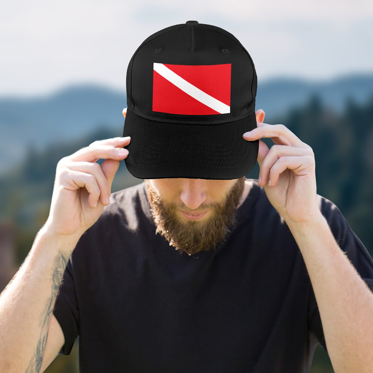 Diver Down Flag Inspired Baseball Cap | Printed in the  USA