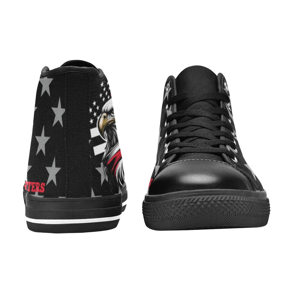 Thin Red Line Flag Inspired "SUPPORT OUR FIREFIGHTERS" Kid's High Top Canvas Shoes