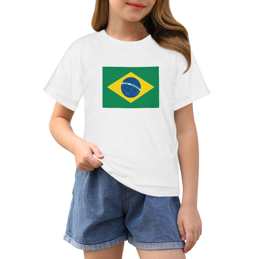 Brazil Flag Girls T-Shirt Made in the USA