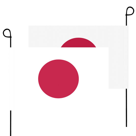 "Luv My Flag, two Japan flags on black poles."