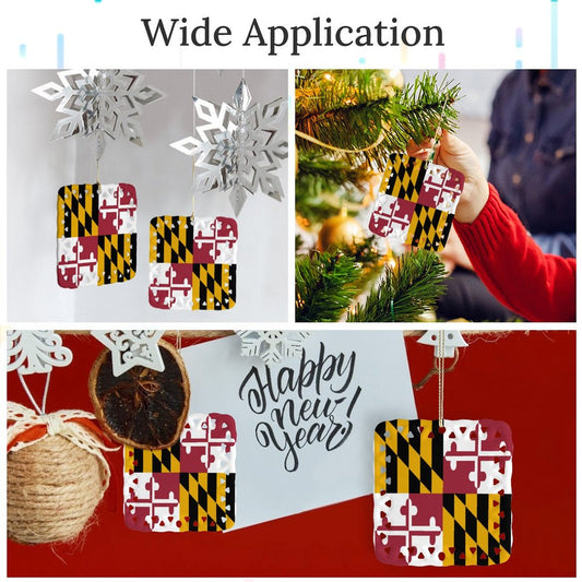 Maryland Flag Inspired Square Ceramic Ornament Made in the USA