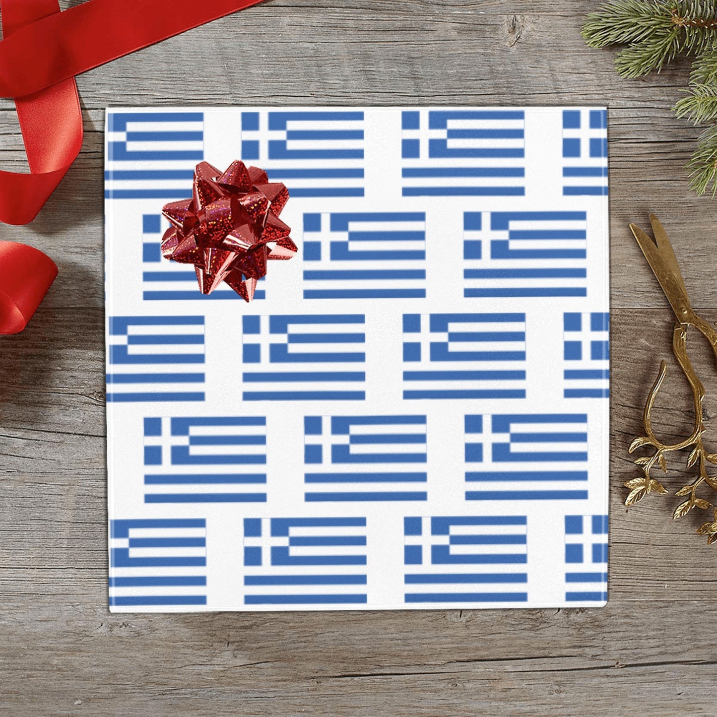Greece Flag Custom Gift Wrapping Paper 58"x 22.5" (4 Rolls)