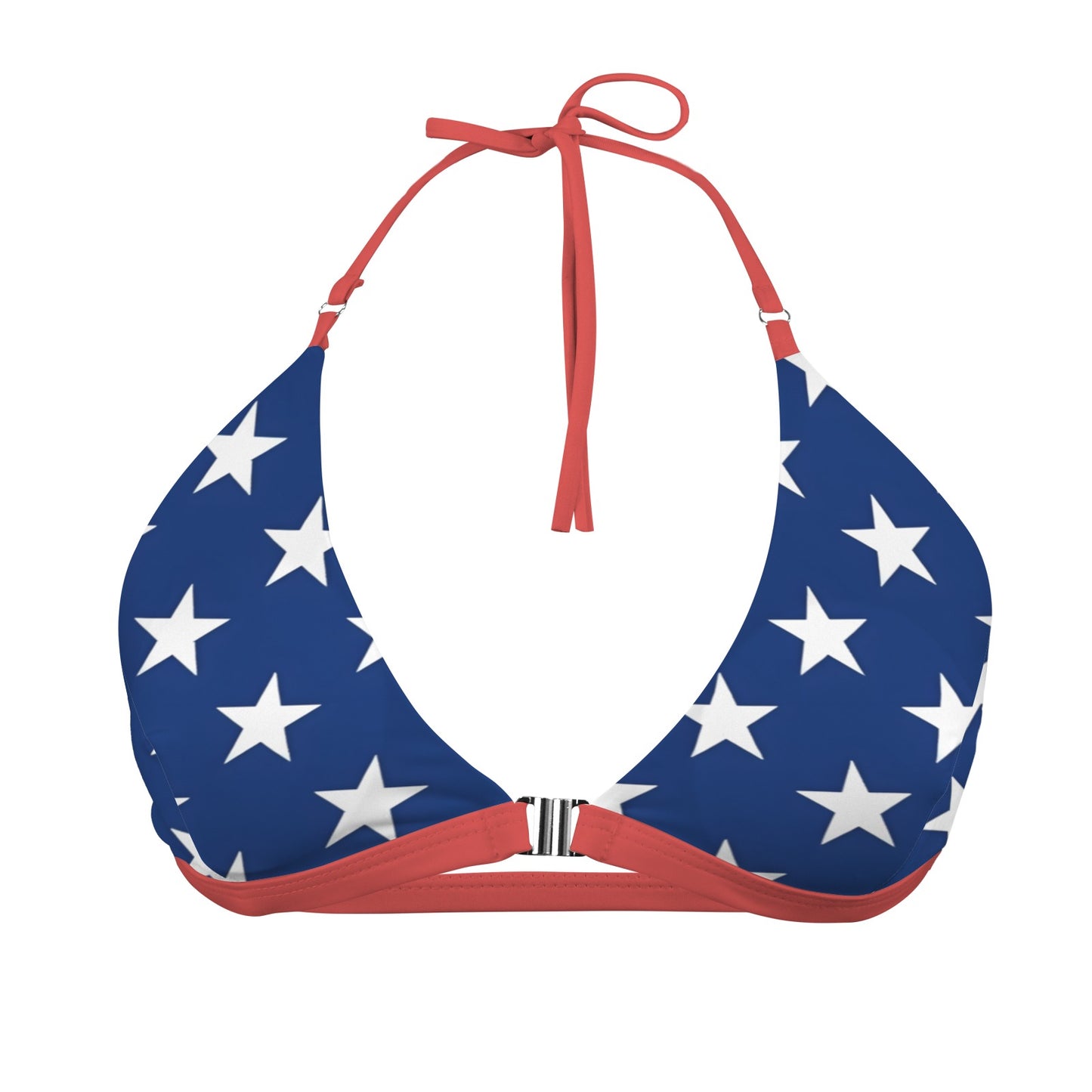 USA/American Flag Inspired (Stars) Women's Halter Bikini Top with Front Buckle