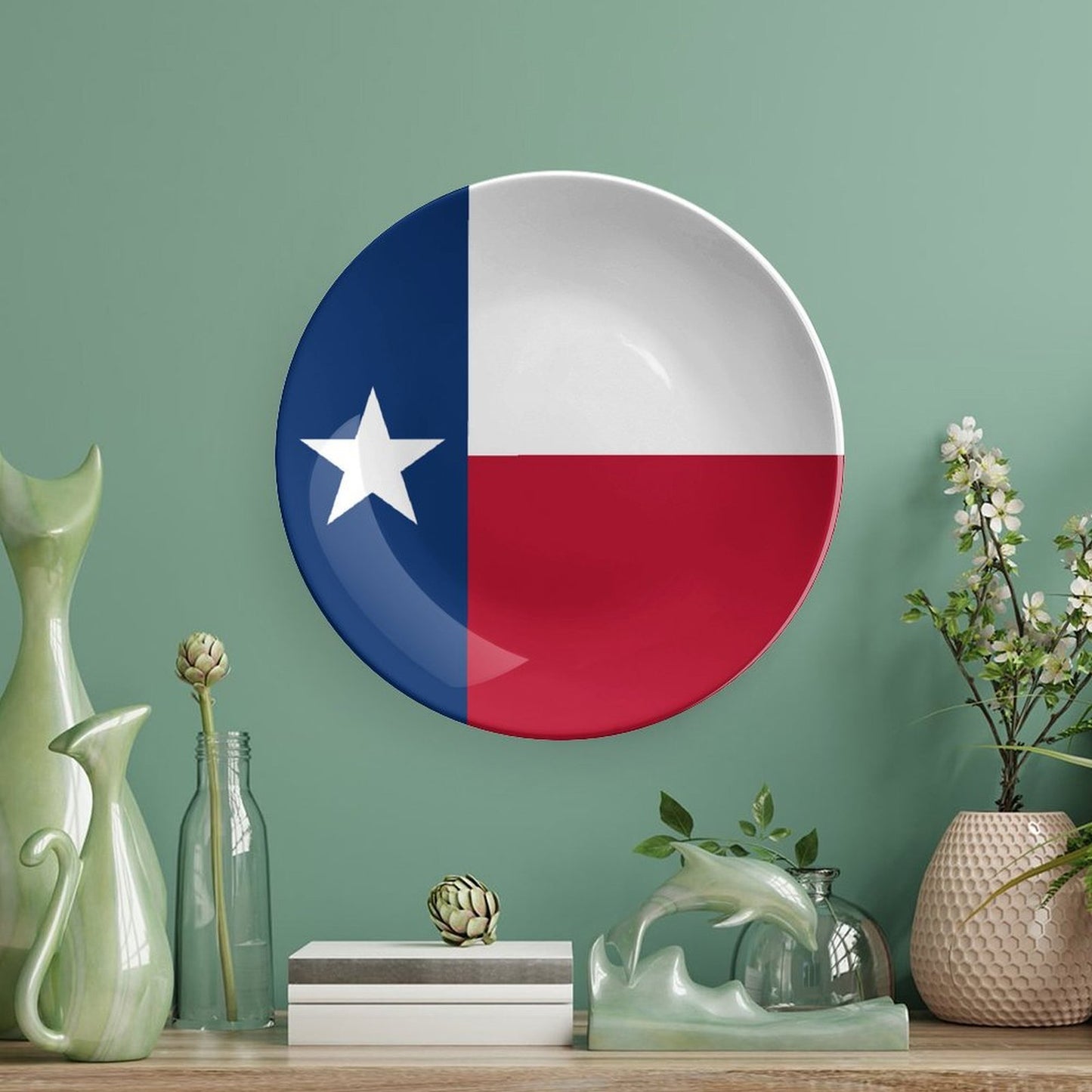 Texas Flag Inspired Bone China Decorative Plate