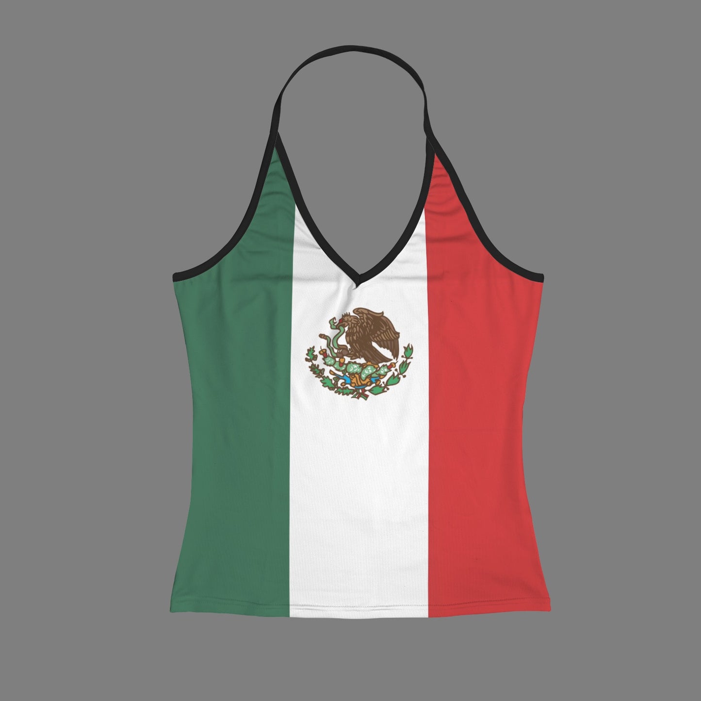 Mexico Flag Inspired V-neck Halter Open Back Tank Top
