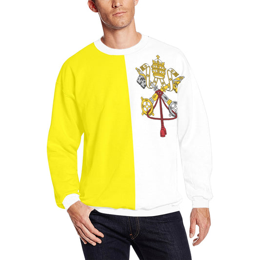 Vatican City Flag Inspired Men’s Fuzzy Sweatshirt Made in USA