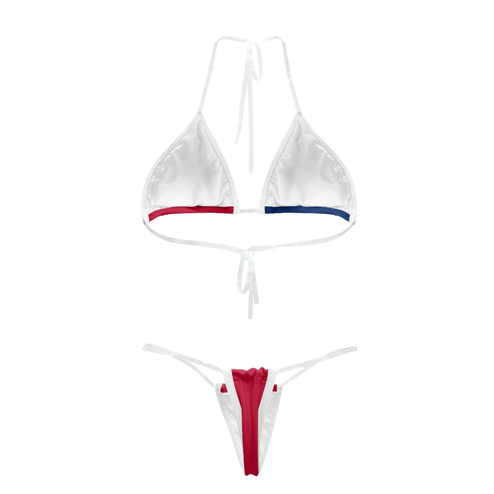 Confederate States Flag Inspired Transparent String Thong Bikini