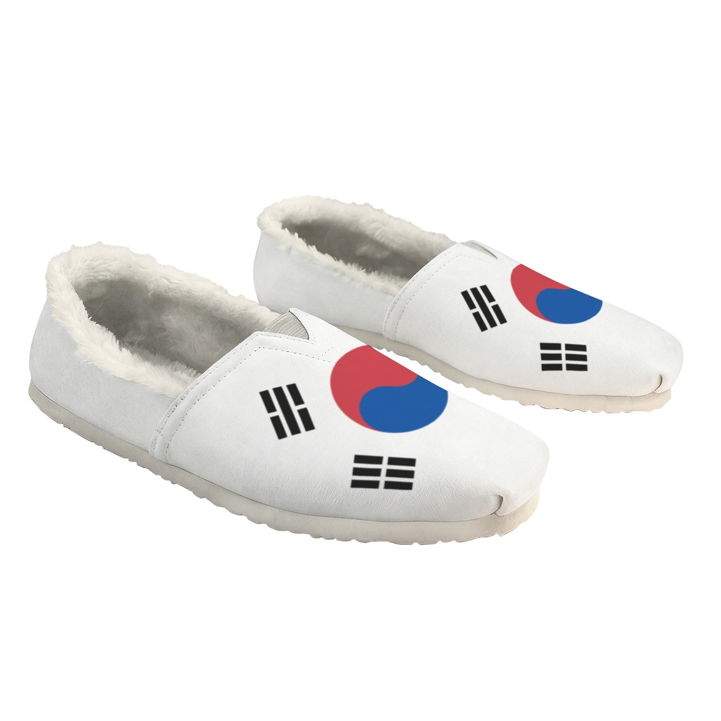 South Korea Flag Inspired Women's Fleece-Lined Canvas Slip-On