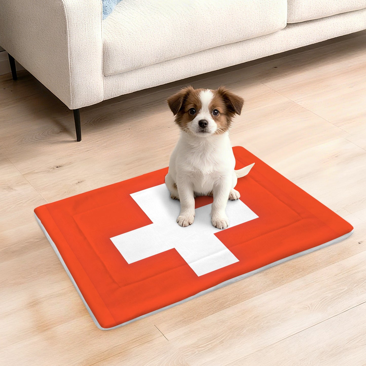 Switzerland Flag Inspired Pet Mat 25x18inch (Made in the USA)