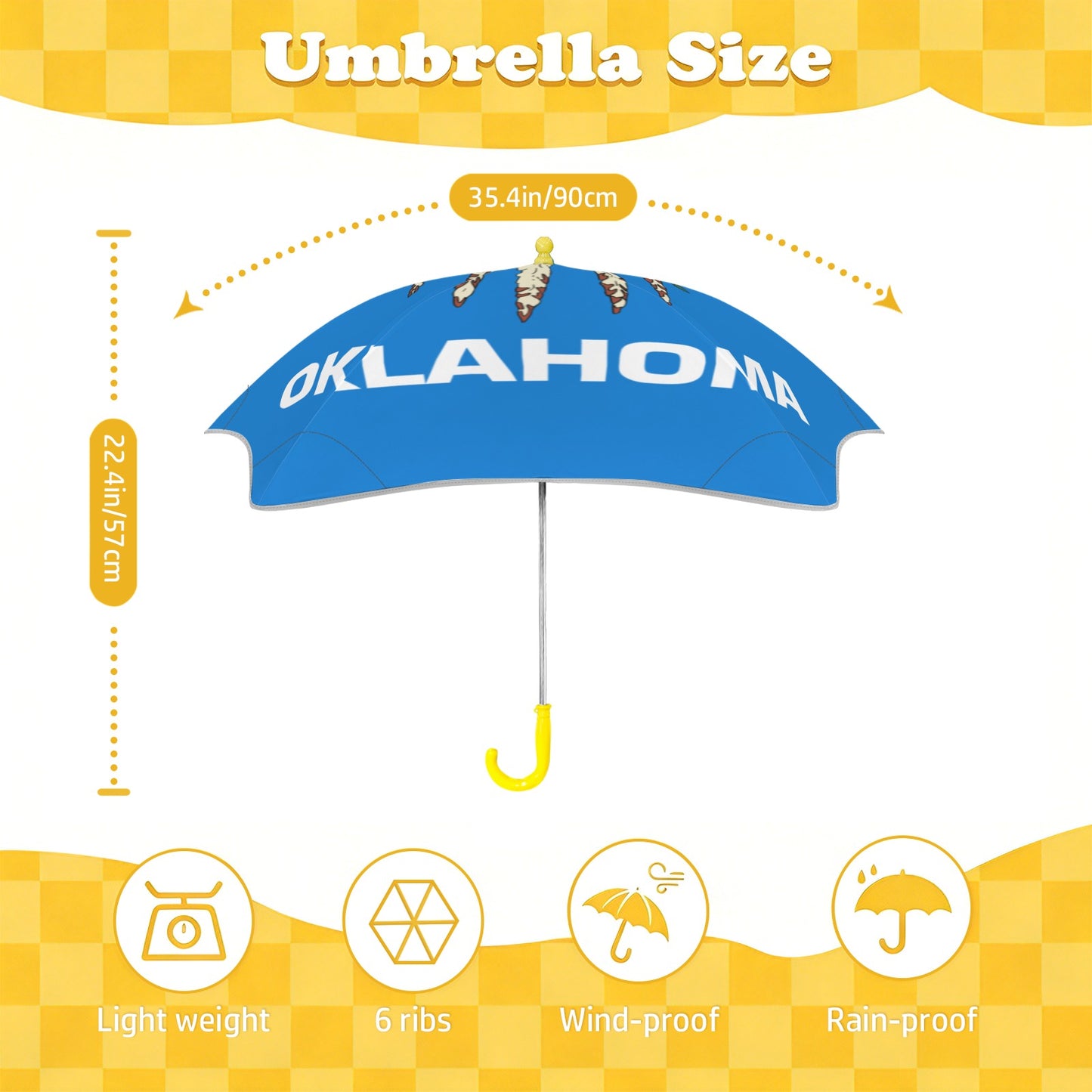 Oklahoma Flag Inspired Kids Safe Round Corner Umbrella