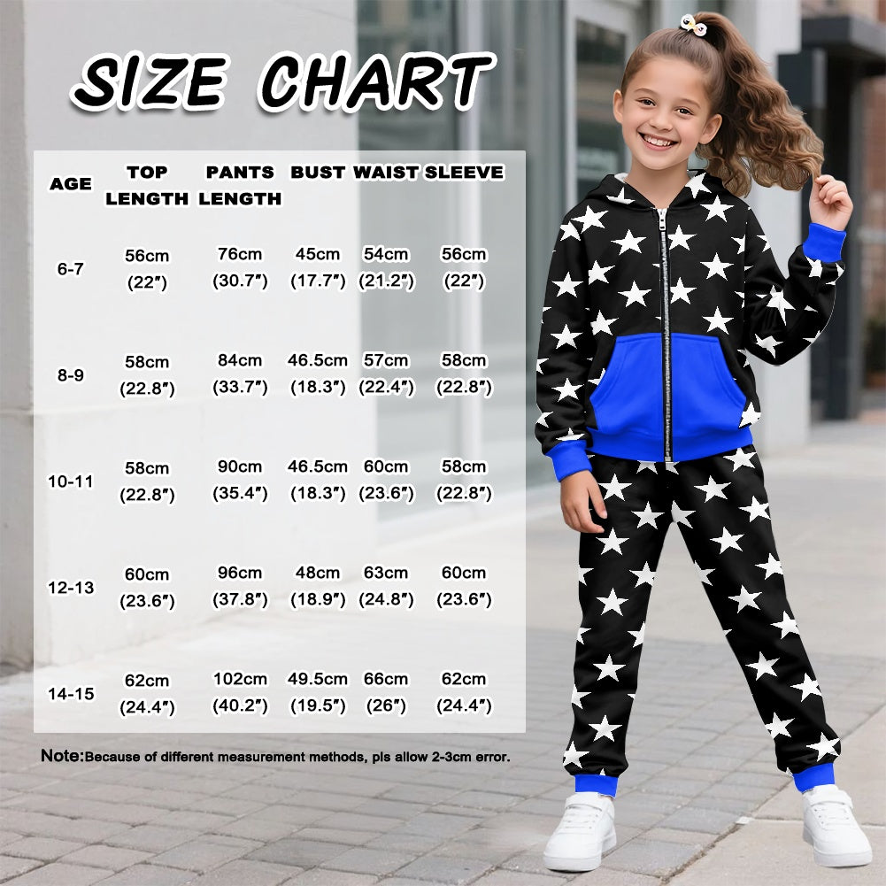 Thin Blue Line Flag Inspired Unisex Kid's Zippered Sportswear Suit