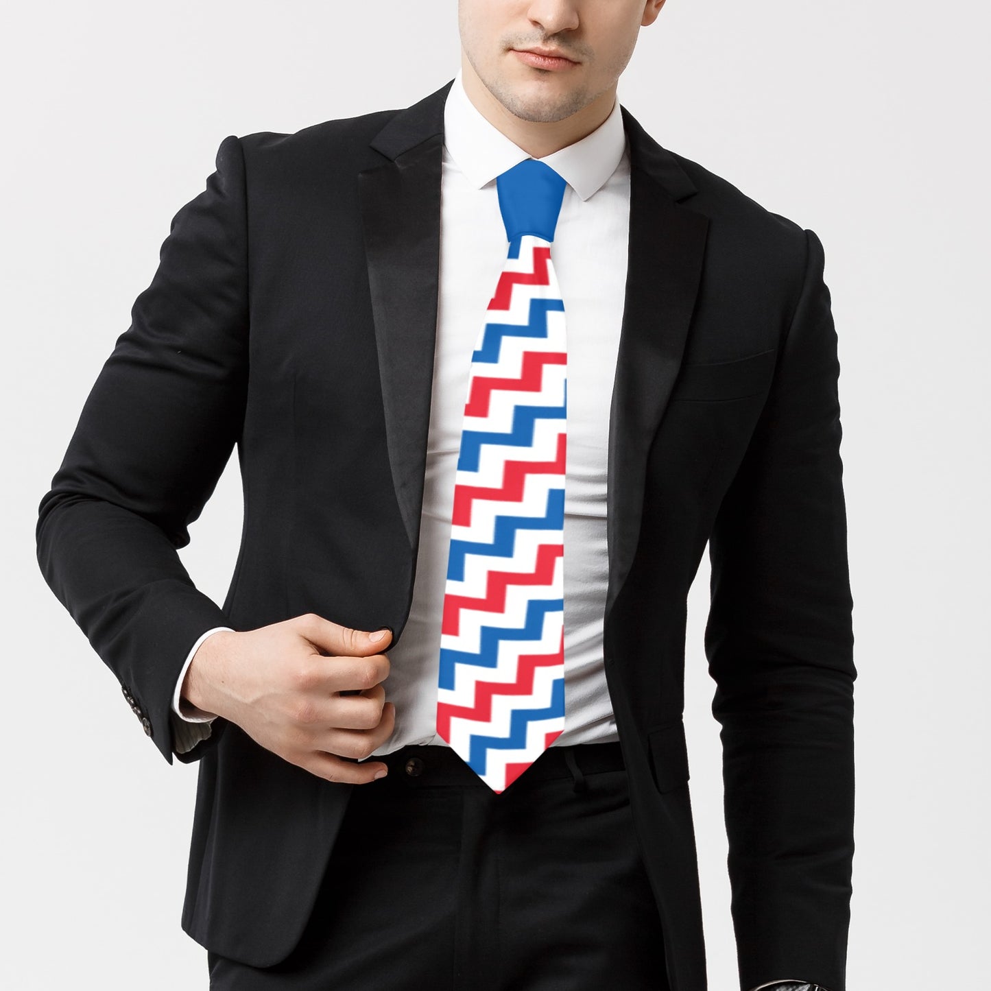 USA/American Flag Inspired Stair Pattern Classic Necktie (Two Sides)