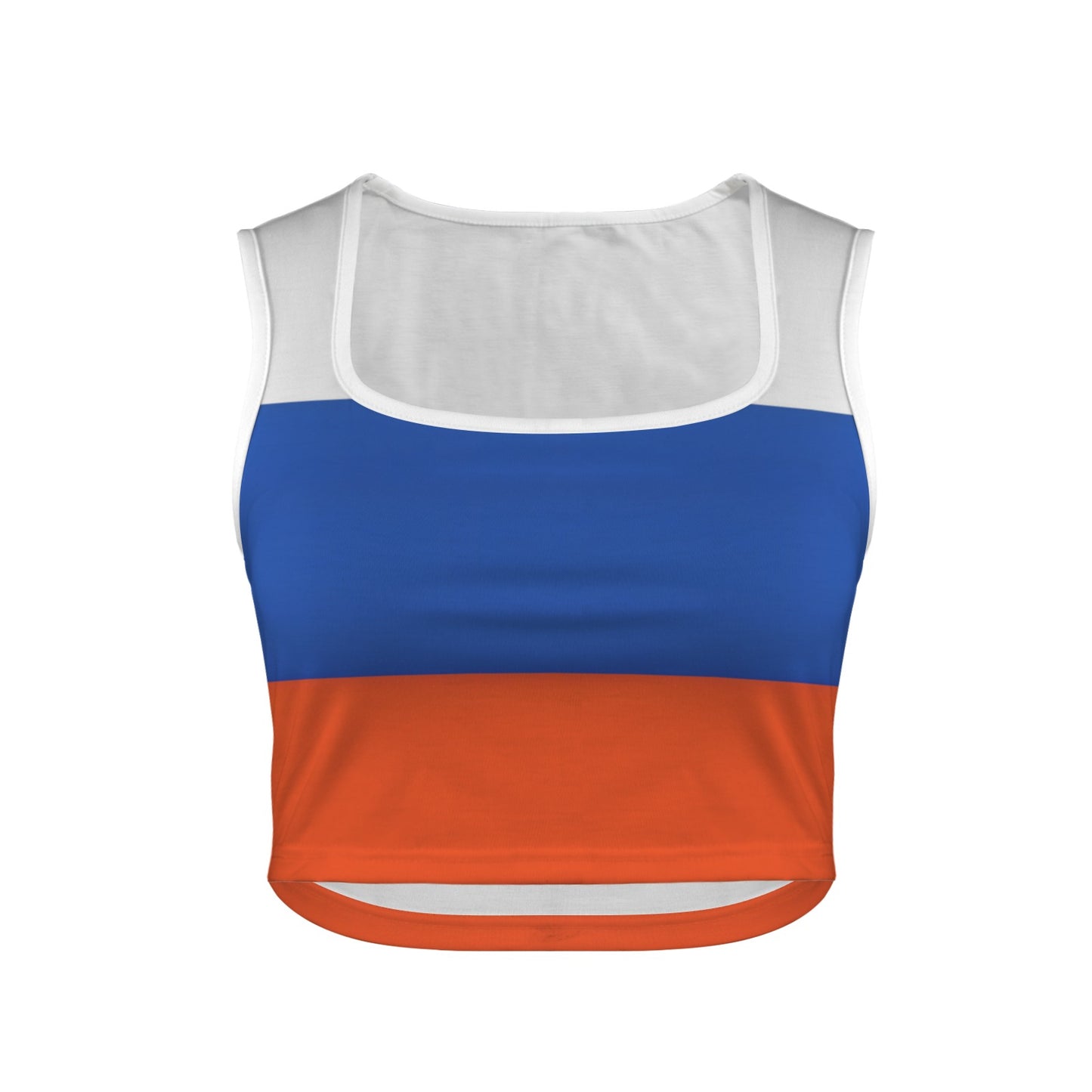 Russia Flag Inspired Square Neck Crop Tank Tops