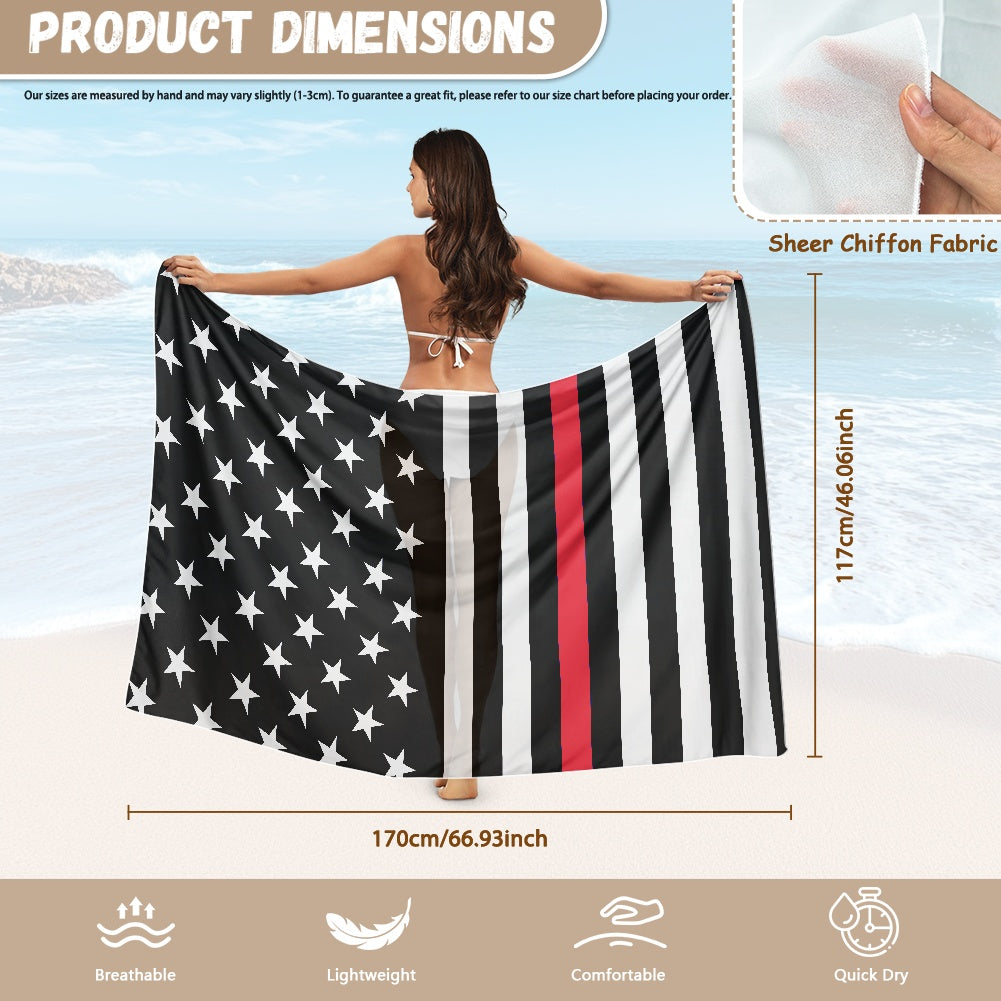 Thin Red Line Flag Inspired Bikini Cover-Up Style-1