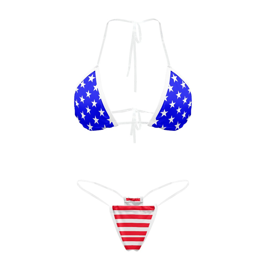 USA/American Flag Inspired Transparent String Thong Bikini Style-3