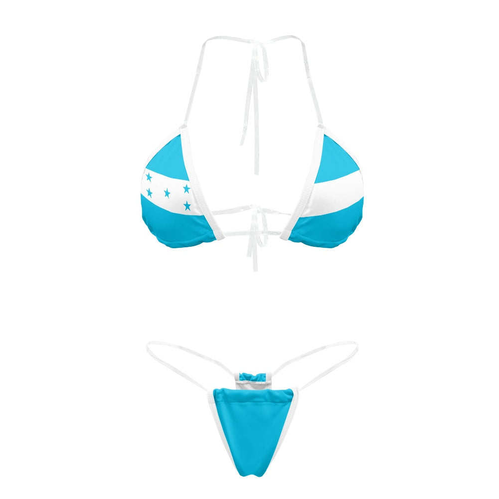 Honduras Flag Inspired Transparent String Bikini